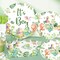 Dinosaur Baby Shower Decor Set – 25 Guests, Tableware & Cake Topper (Green)